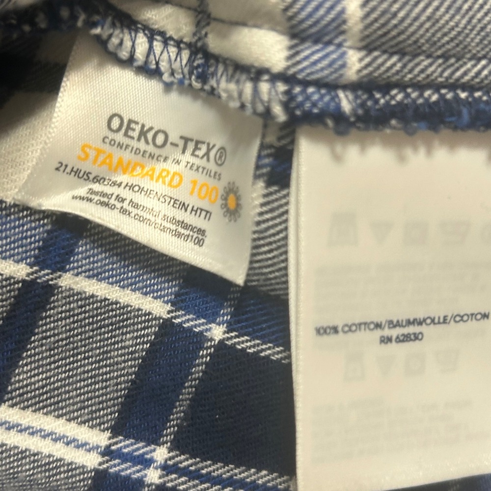 Lands End Womens Blue White Plaid Ruffle Collar Flannel Shirt Petite Medium - Picture 8 of 9